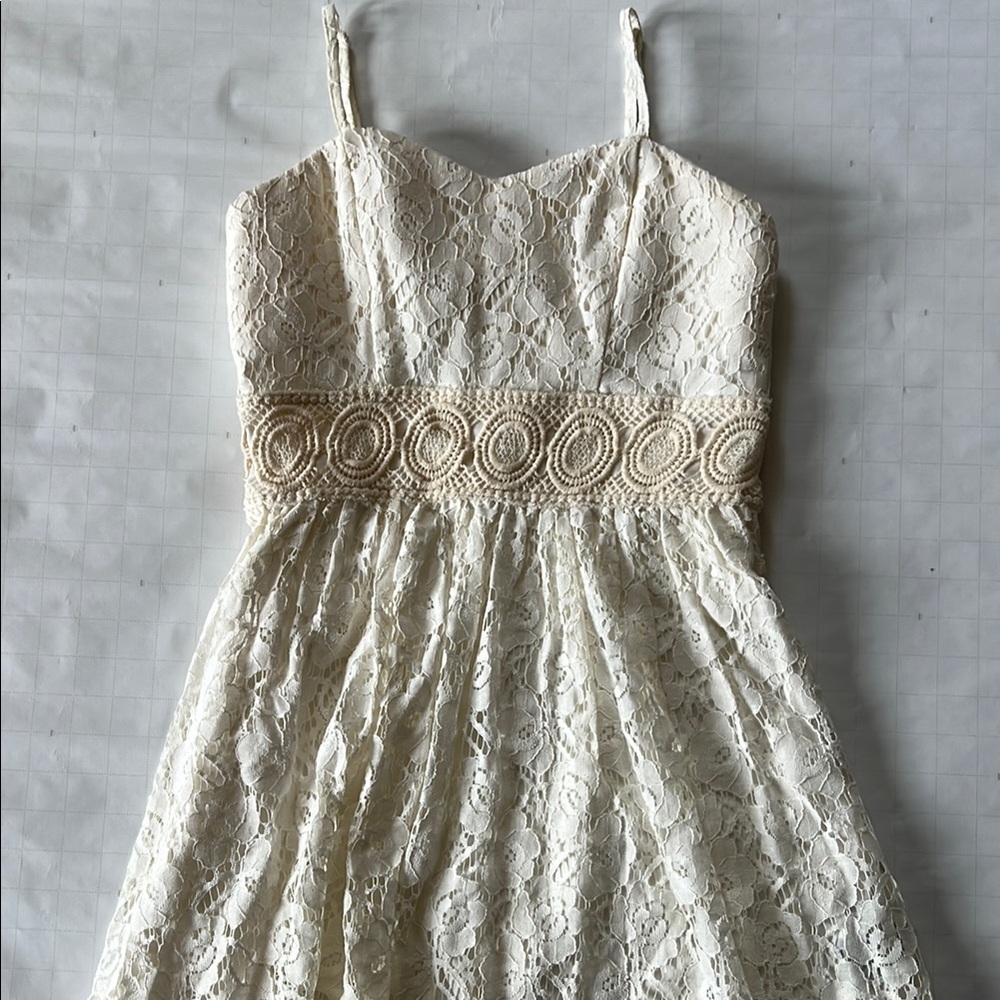 Iz Byer Girls Cream Spaghetti Strap Dress - Size 7
